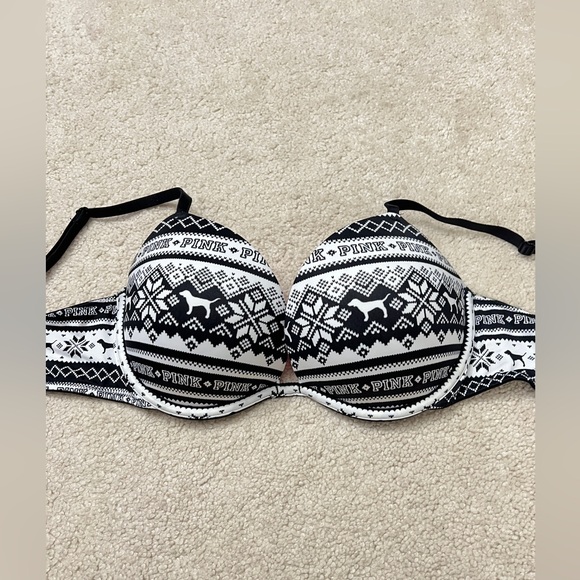 PINK Victoria's Secret Other - Victoria’s Secret PINK Christmas Logo Wear Everywhere super Push Up Bra 36B 36 B